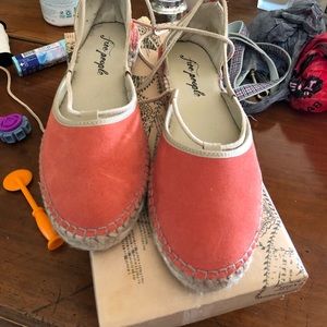 Marina lace up coral free people ankle lace shoes